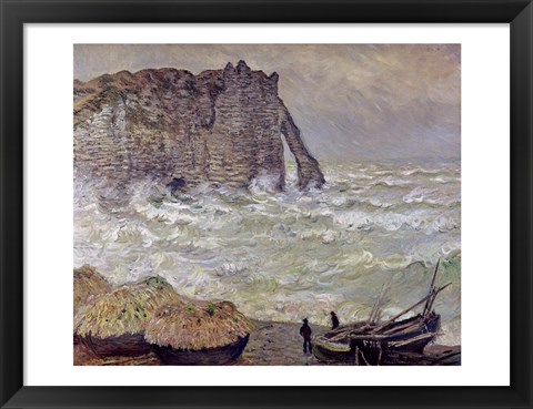 Framed Rough Sea at Etretat, 1883 Print