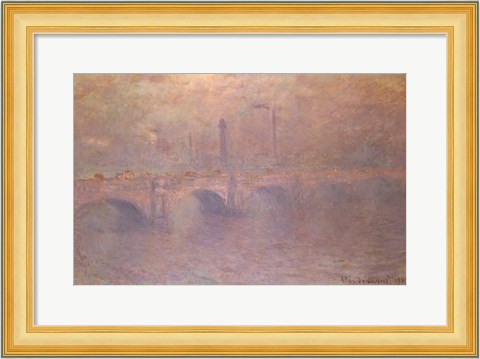 Framed Thames at London, Waterloo Bridge, 1903 Print