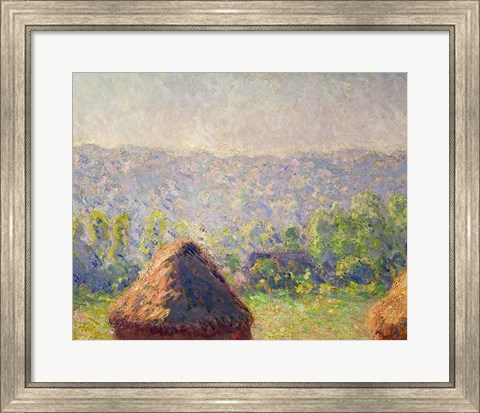 Framed Haystacks or, The End of the Summer, at Giverny, 1891 Print