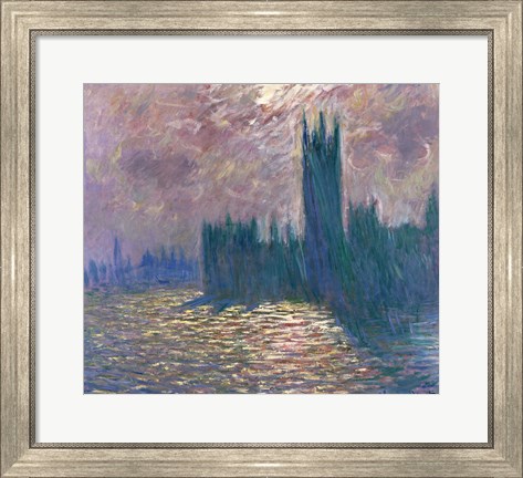 Framed Parliament, Reflections on the Thames, 1905 Print