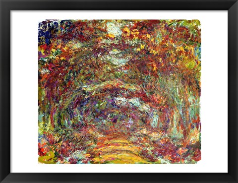 Framed Rose Path, Giverny, 1920-22 Print