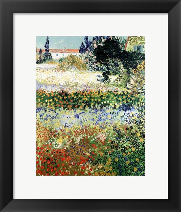 Framed Garden in Bloom, Arles, 1888 Print