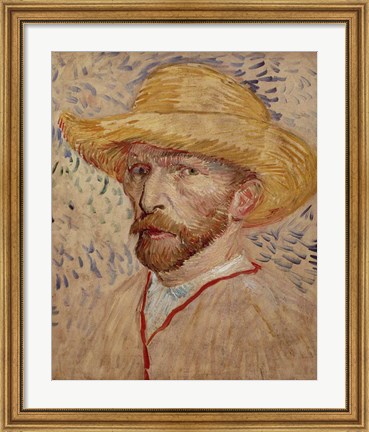 Framed Self Portrait with Straw Hat, 1887 Print