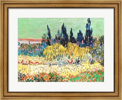 Framed Garden at Arles, detail of the cypress trees Print