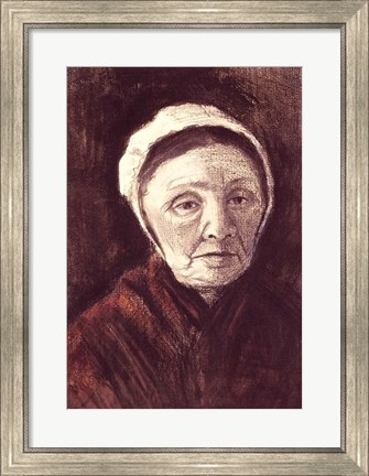 Framed Head of an old woman in a Scheveninger Cap Print