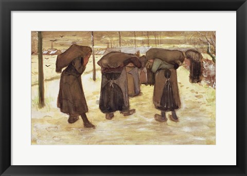 Framed Miners&#39; wives carrying sacks of coal, 1882 Print