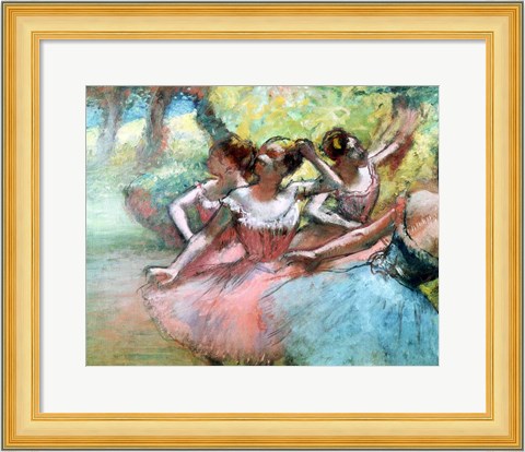 Framed Four ballerinas on the stage Print