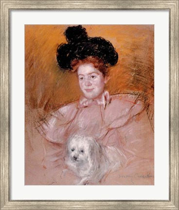 Framed Woman holding a dog Print