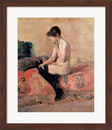 Framed Nude Woman Seated on a Divan, 1881 Print