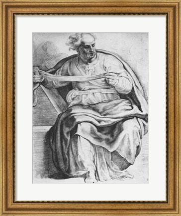 Framed Prophet Joel, after Michangelo Buonarroti Print