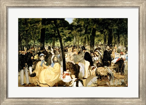 Framed Music in the Tuileries Gardens, 1862 Print