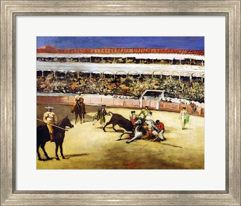Framed Bull Fight, 1865 Print