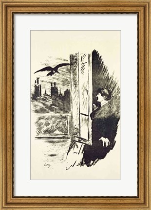 Framed Illustration for &#39;The Raven&#39;, by Edgar Allen Poe, 1875 Print