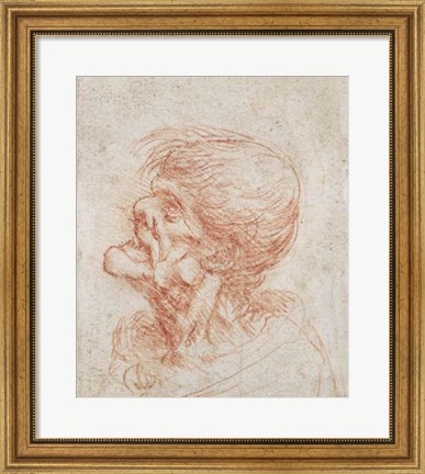 Framed Caricature Head Study of an Old Man Print