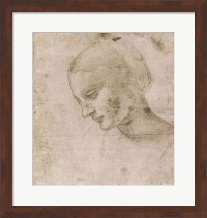 Framed Head of a Young Woman or Head of the Virgin Print