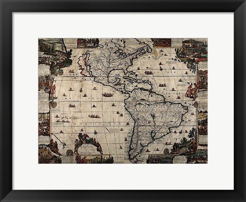 Framed North and South America Print
