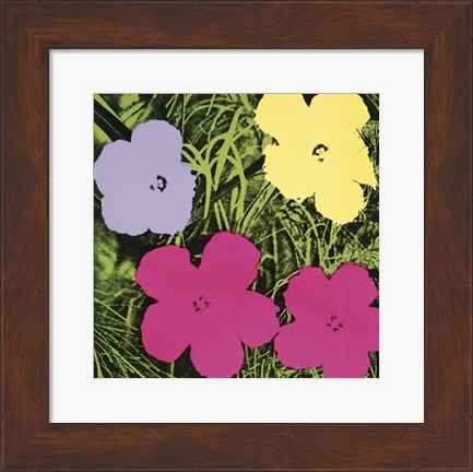 Framed Flowers, 1970 (1 purple, 1 yellow, 2 pink) Print