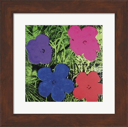 Framed Flowers, c. 1964 (1 purple, 1 blue, 1 pink, 1 red) Print