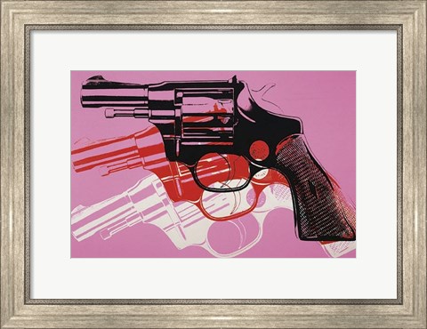 Framed Gun, c. 1981-82  (black, white, red on pink) Print