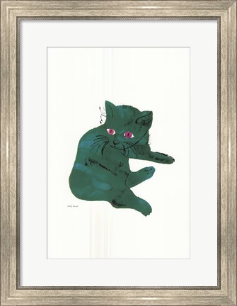Framed Cat From 25 Cats Named Sam and One Blue Pussy , c. 1956  (Green Cat) Print