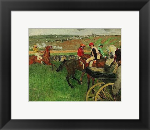 Framed Race Course: Amateur Jockeys near a Carriage, 1876-1887 Print