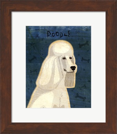 Framed Poodle (white) Print