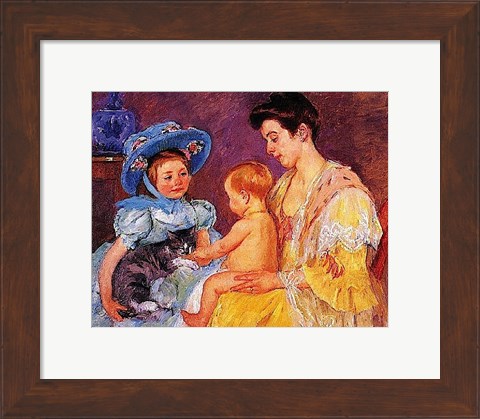 Framed Children Playing with a Cat Print