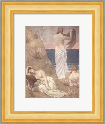 Framed Young Women at the Sea Shore (petite version) Print