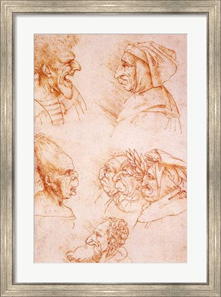 Framed Seven Studies of Grotesque Faces Print