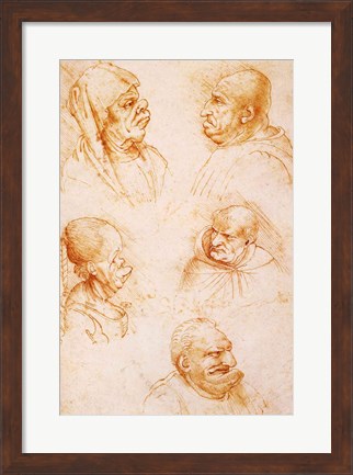 Framed Five Studies of Grotesque Faces Print