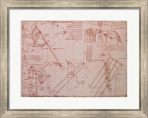 Framed Studies of Hydraulic Devices Print