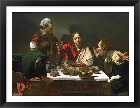 Framed Supper at Emmaus, 1601 Print