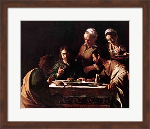 Framed Supper at Emmaus, 1606 Print