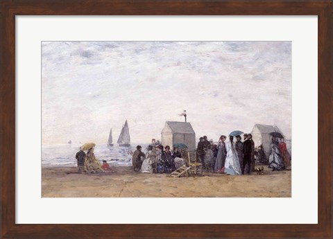 Framed Beach at Trouville, 1867 Print