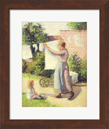 Framed Woman Hanging up the Washing, 1887 Print