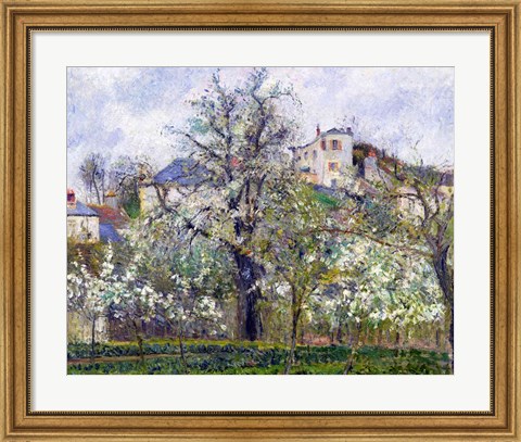 Framed Vegetable Garden with Trees in Blossom, Spring, Pontoise, 1877 Print