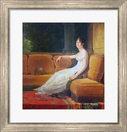 Framed Empress Josephine - yellow couch Print