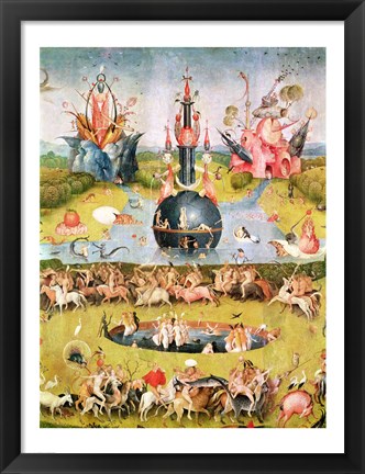 Framed Garden of Earthly Delights: Allegory of Luxury, animal central panel detail Print