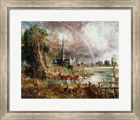 Framed Salisbury Cathedral From the Meadows, 1831 Print