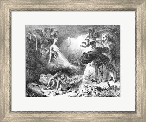 Framed Faust and Mephistopheles at the Witches&#39; Sabbath, from Goethe&#39;s Faust, 1828 Print
