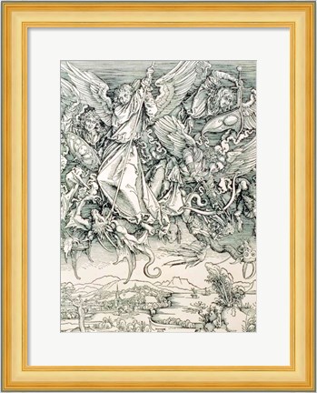 Framed St. Michael Battling with the Dragon from the &#39;Apocalypse&#39; Print