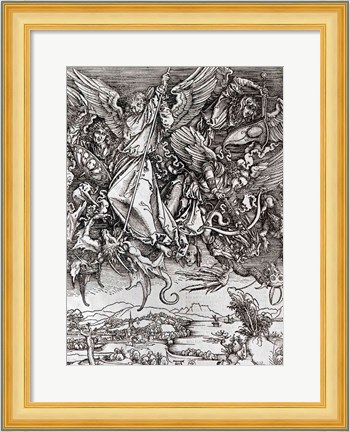 Framed St. Michael and the Dragon, from a Latin edition, 1511 Print