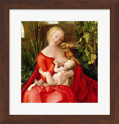 Framed Virgin and Child &#39;Madonna with the Iris&#39;, 1508 - red dress Print