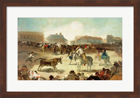Framed Village Bullfight Print