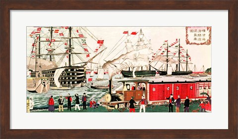 Framed Commodore Perry&#39;s Gift of a Railway to the Japanese in 1853 Print