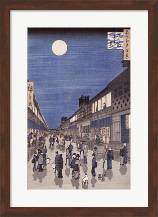 Framed Night time view of Saruwaka Street Print