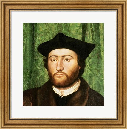 Framed Ambassadors, 1533, Right Portrait Detail Print