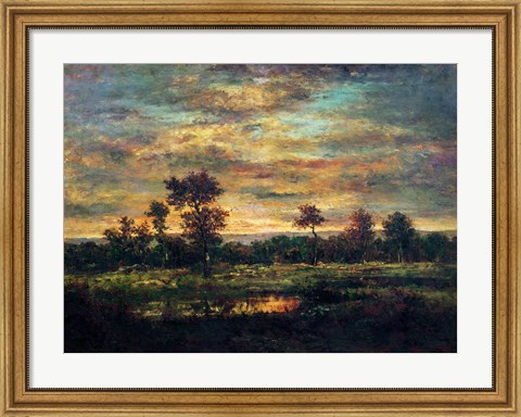 Framed Pond at the Edge of a Wood Print