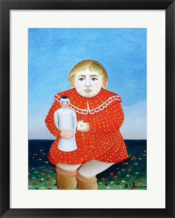 Framed girl with a doll Print