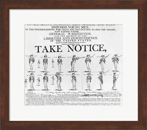Framed US Army Recruiting Poster Showing Various Positions of a Soldier Under Arms Print